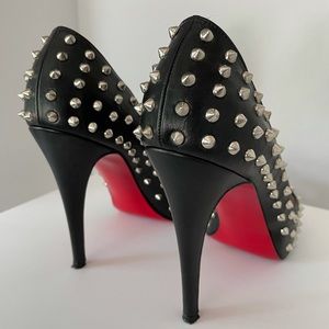 Louboutin Studded Peep Toe Pumps